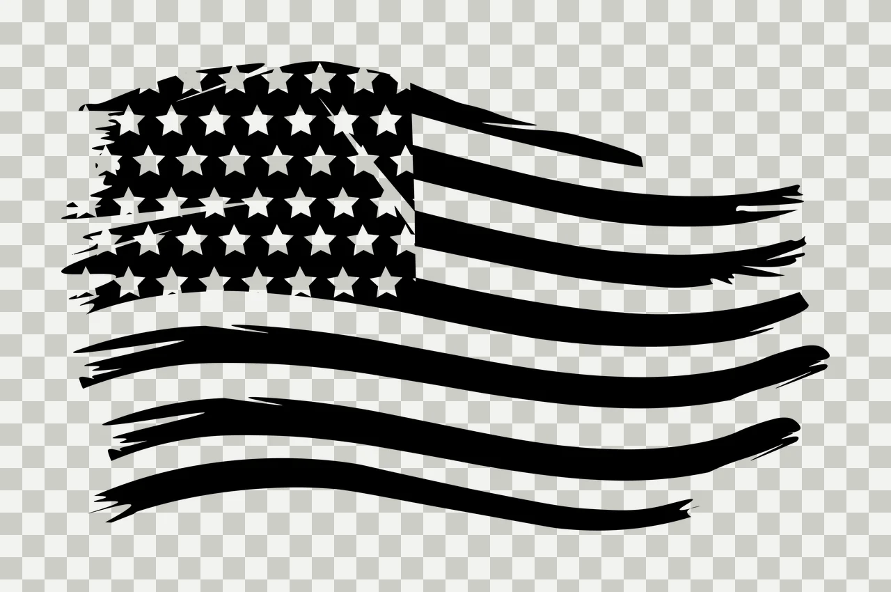 Black Flag Waving Distressed American Graphic stars stripes transparency and detail preview thumbnail
