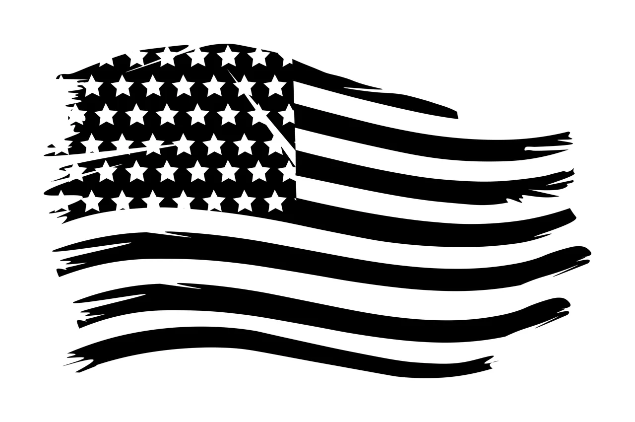 Black Flag Waving Distressed American Graphic stars stripes