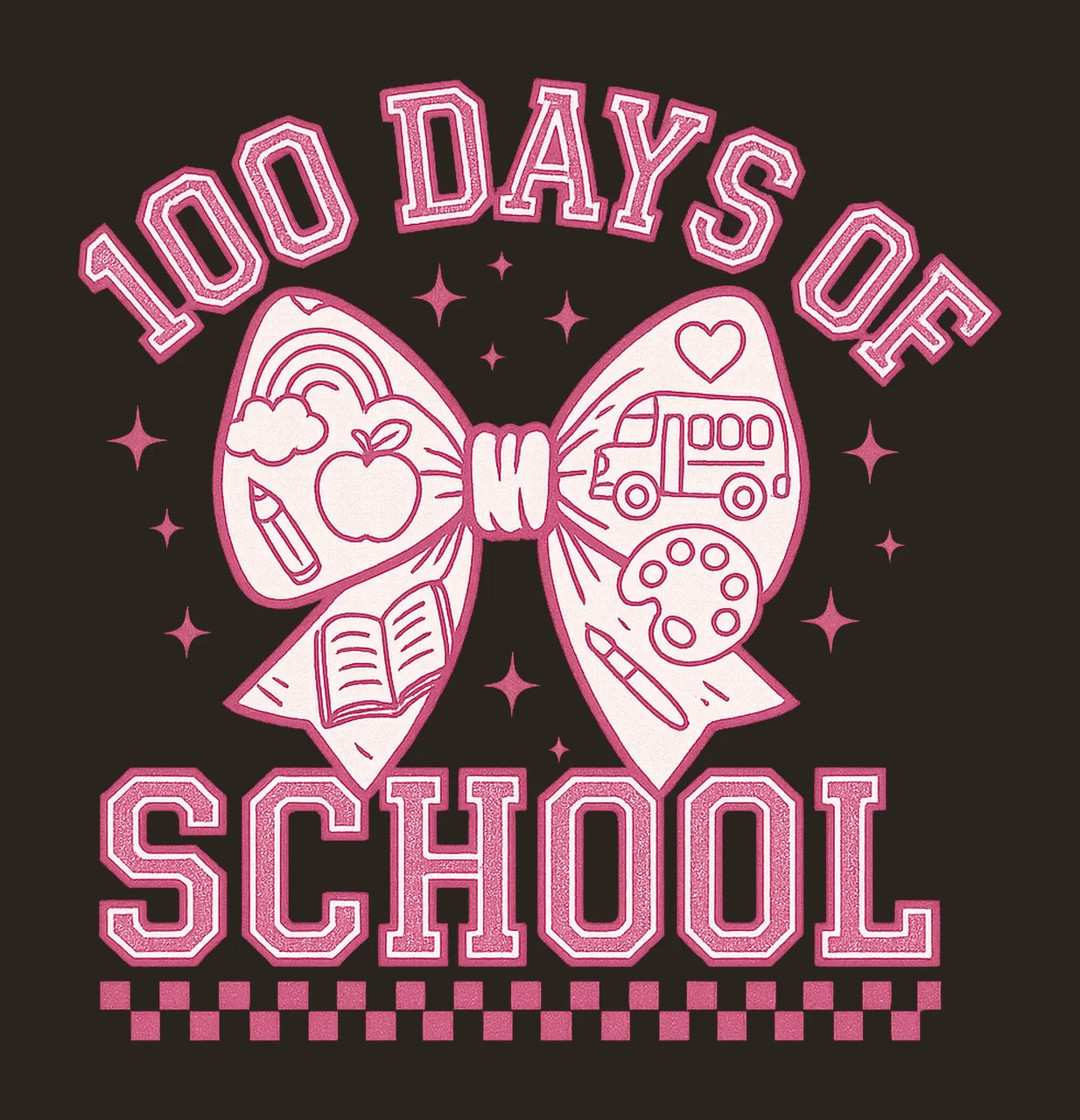Retro 100 Days of School Teacher Coquette Bow Design contrast preview thumbnail