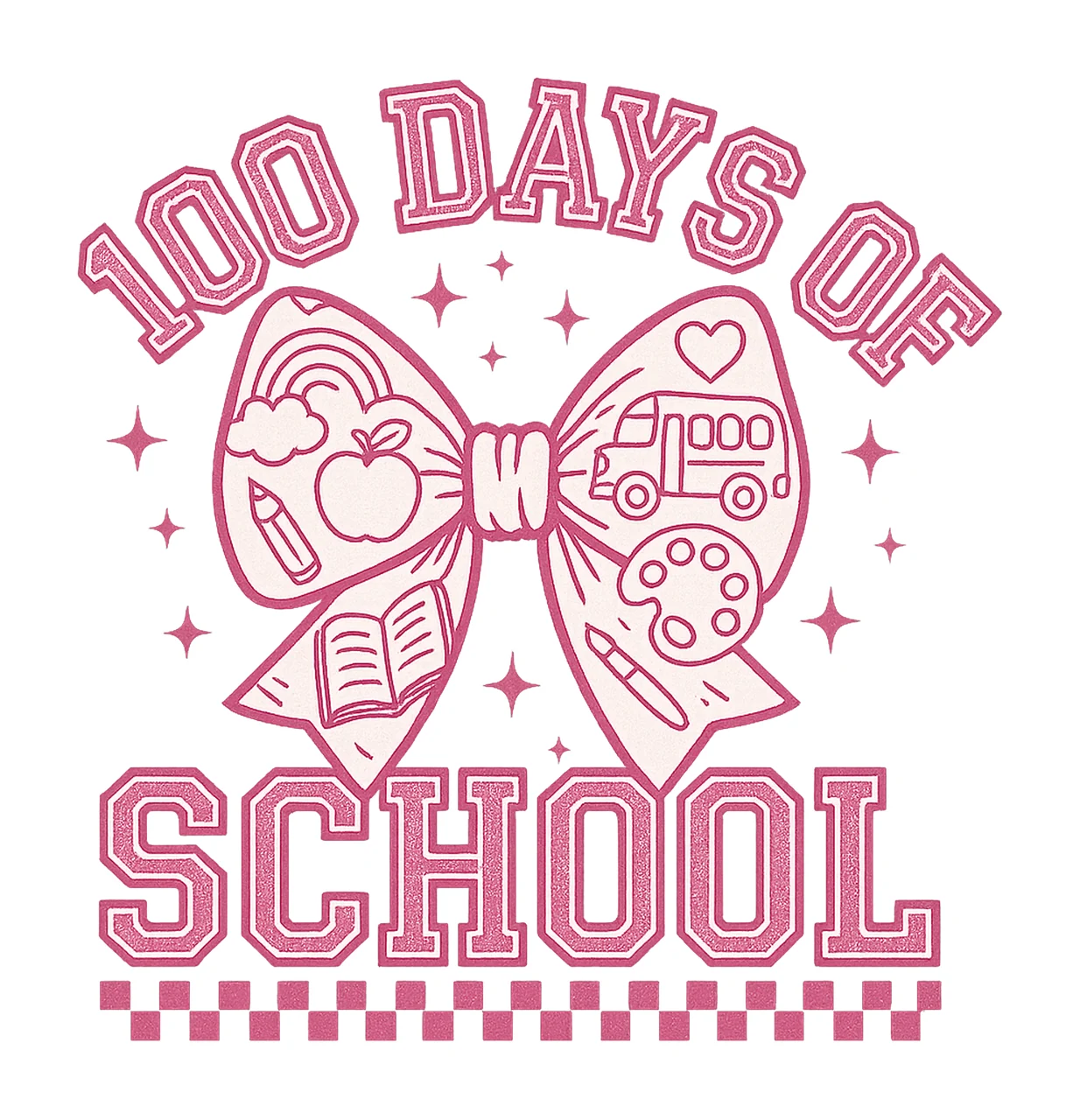 Retro 100 Days of School Teacher Coquette Bow Design