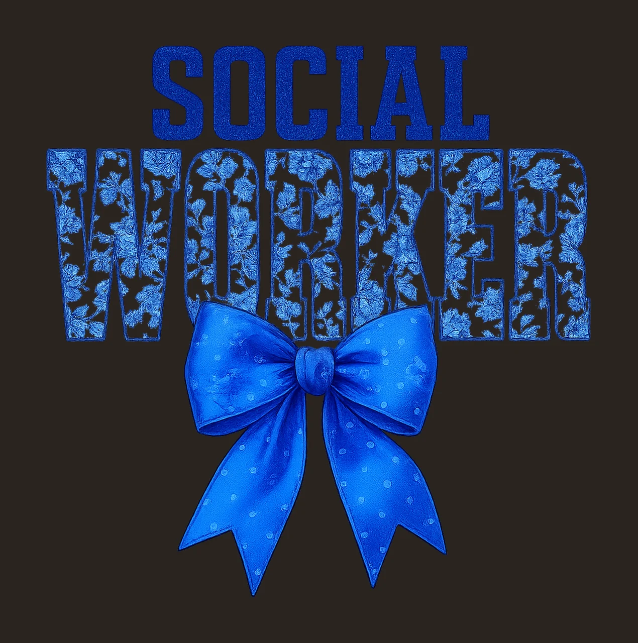 Social Worker Blue Bow Text Ribbon typography and floral contrast preview thumbnail