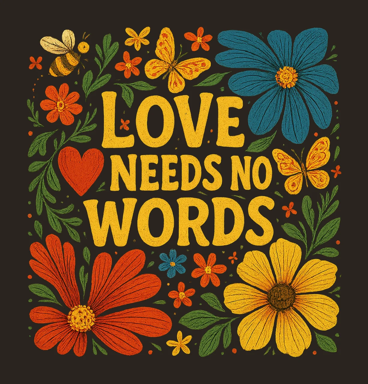 Boho Floral Autism Love Needs No Words Design Retro contrast preview thumbnail