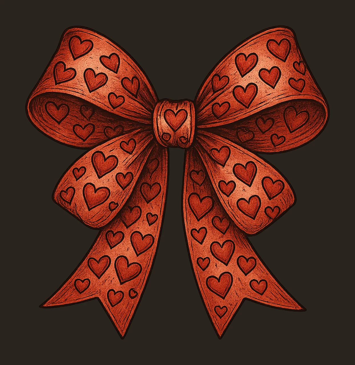 Valentines Day Coquette Bow Retro Heart Design Variation B contrast preview thumbnail