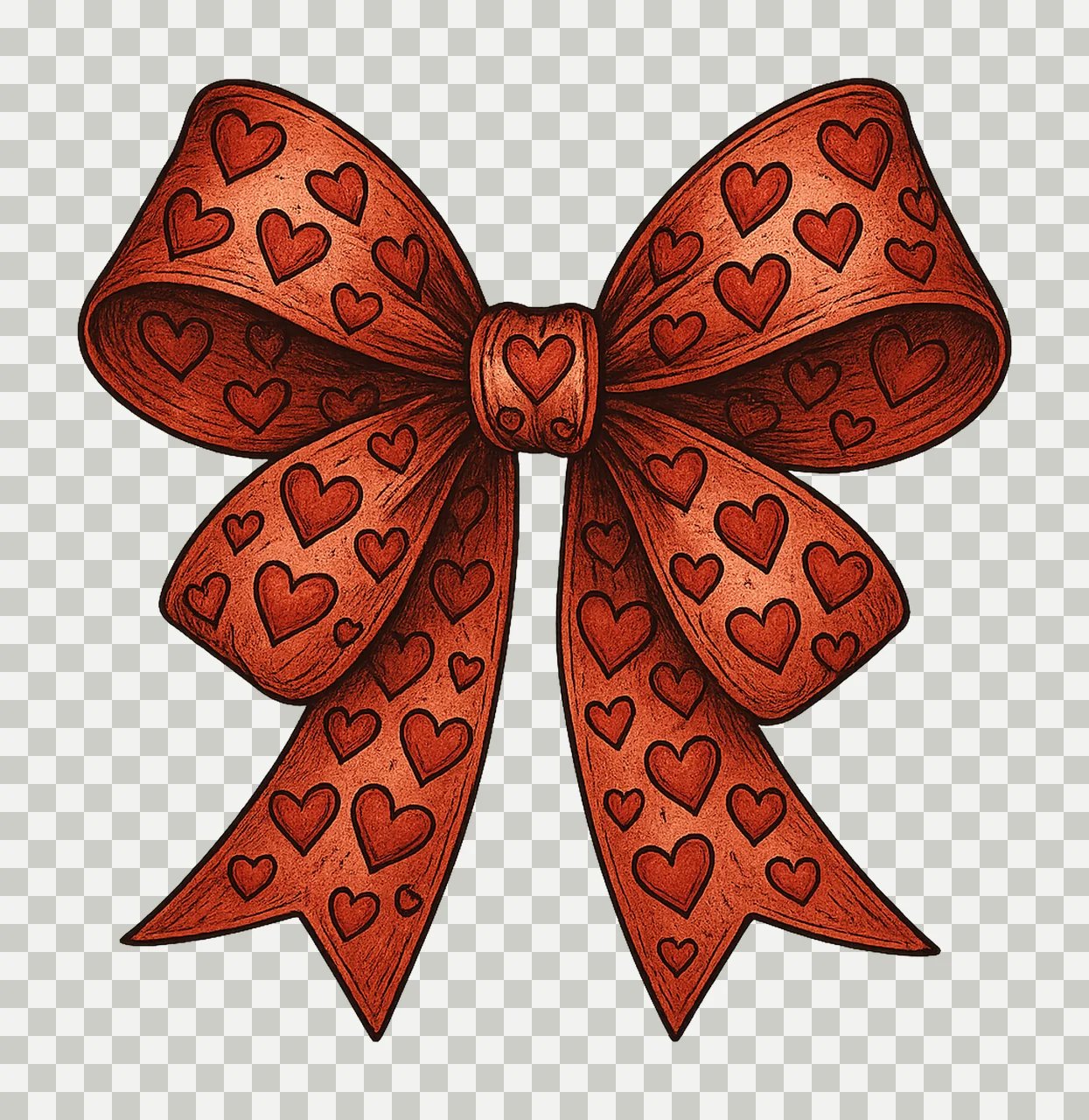 Valentines Day Coquette Bow Retro Heart Design Variation B transparency and detail preview thumbnail