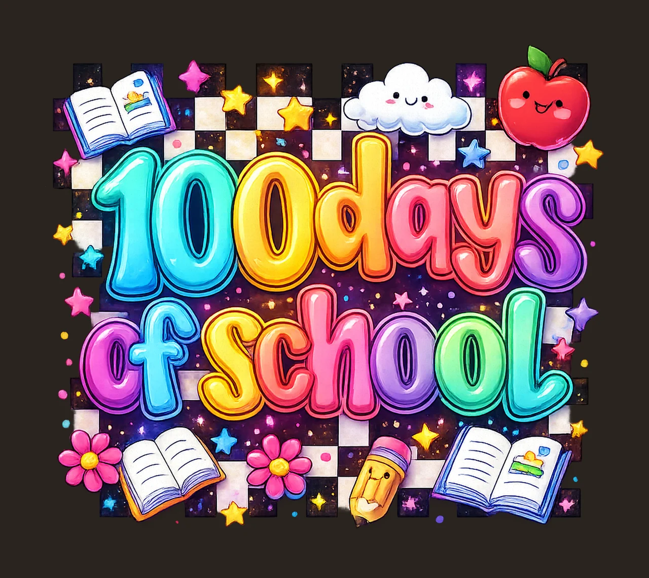 100 Days Of School Preppy 100th Day Of School Teache Digital contrast preview thumbnail