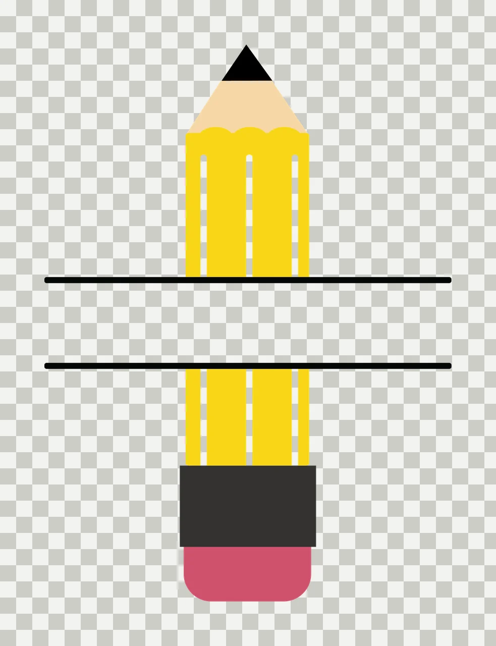 School Pencil Monogram Frame Split transparency and detail preview thumbnail