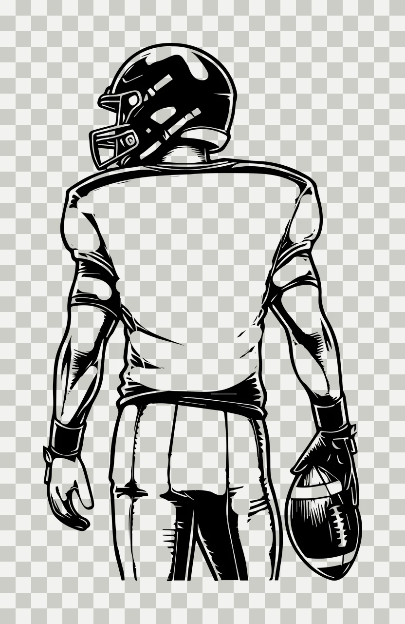 Football Player Player Ball Holding Silhouette helmet jersey transparency and detail preview thumbnail