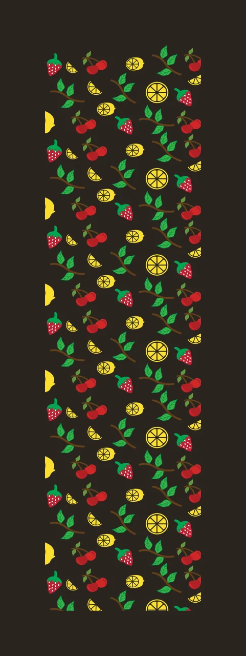 Fruit And Leaf Pattern Illustration arranged cherry lemon strawberry contrast preview thumbnail