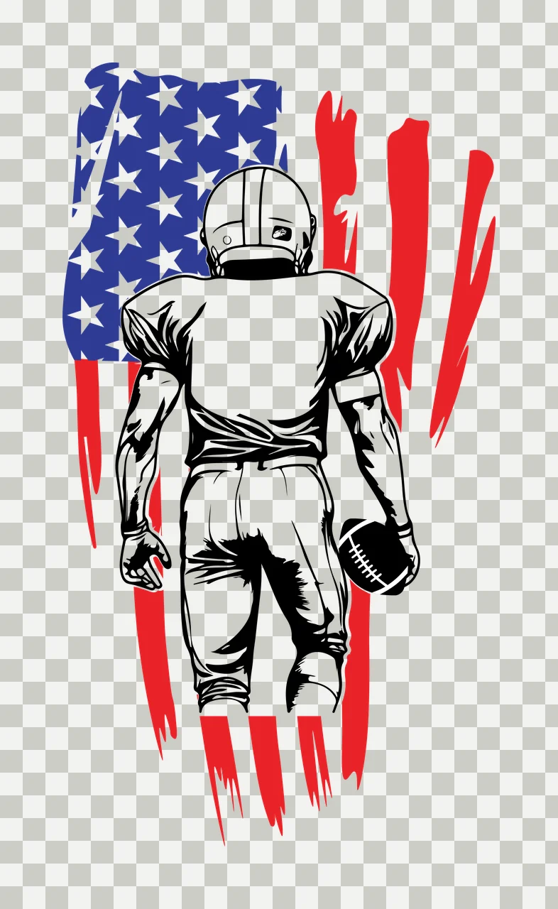 Football Flag Player Back View Before standing helmet stars transparency and detail preview thumbnail