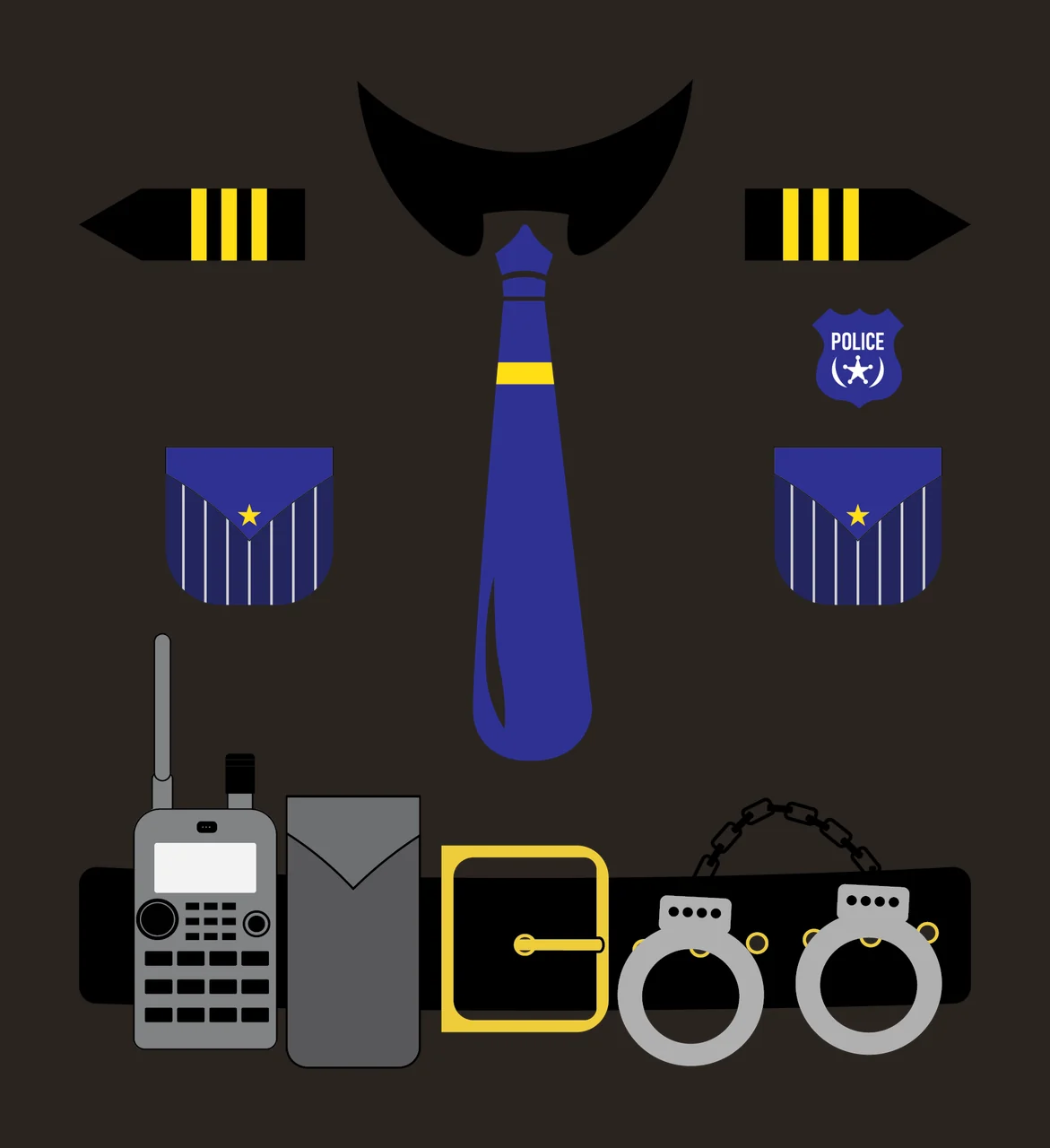 Police Uniform Accessories Arranged Display With Epaulets contrast preview thumbnail