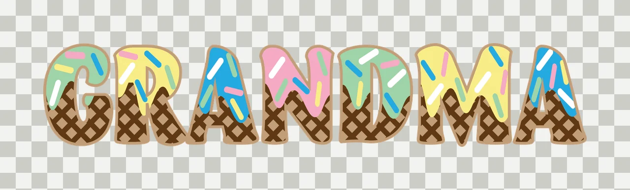 Grandma Waffle Texture Letter Design Word spelling letters transparency and detail preview thumbnail