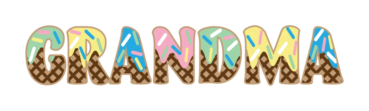 Grandma Waffle Texture Letter Design Word spelling letters