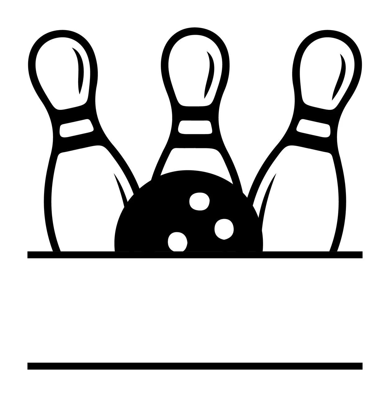 Bowling Pins With Ball And Divider Lines