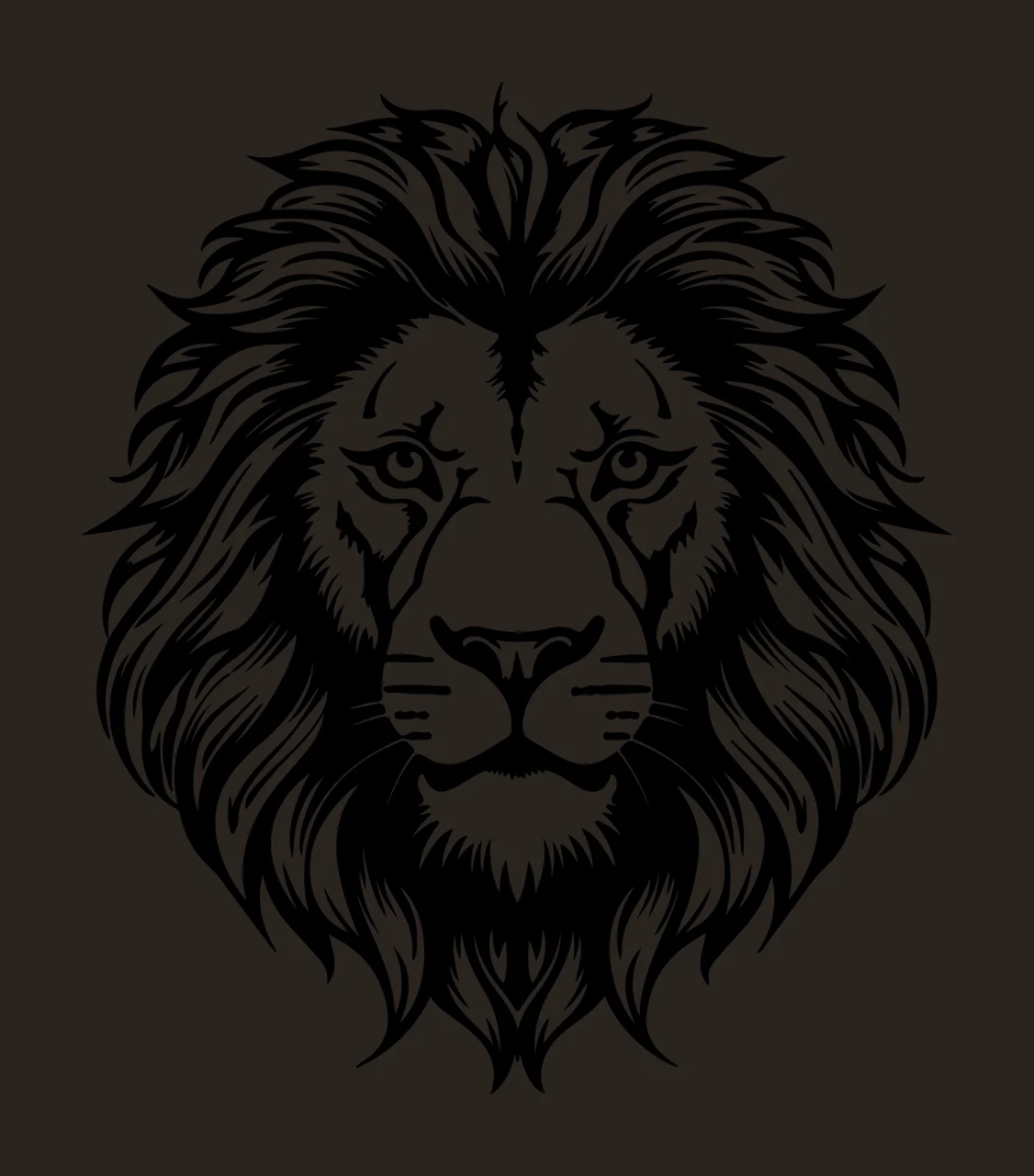 Lion Head Face Black And White Front facing forward mane eyes contrast preview thumbnail