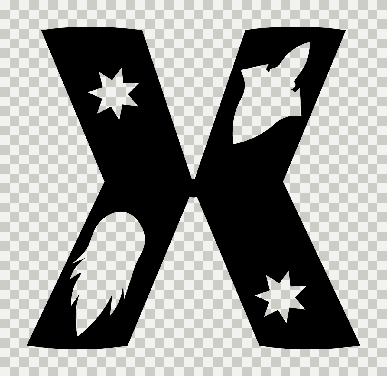 Space X Letter With Star And Rocket transparency and detail preview thumbnail