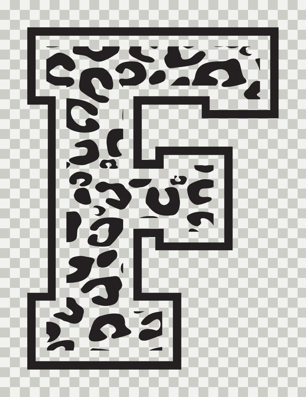 Black Varsity Half Font Leopard Character 30 print animal cheetah transparency and detail preview thumbnail