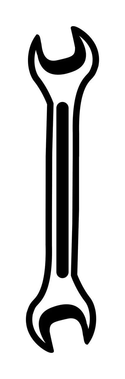 A Single Double Ended Wrench In High Contrast outline Variation
