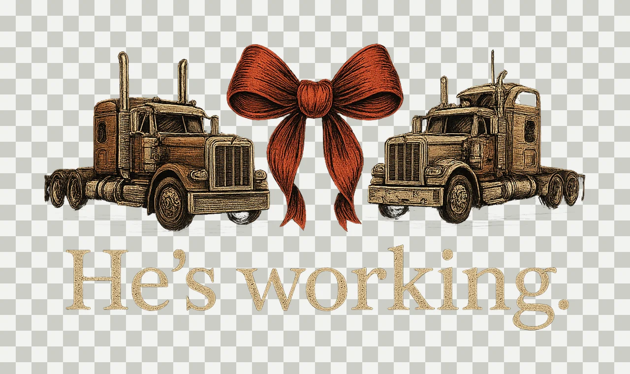 He Working Semi Trucks With Bow two red vehicle line art transparency and detail preview thumbnail