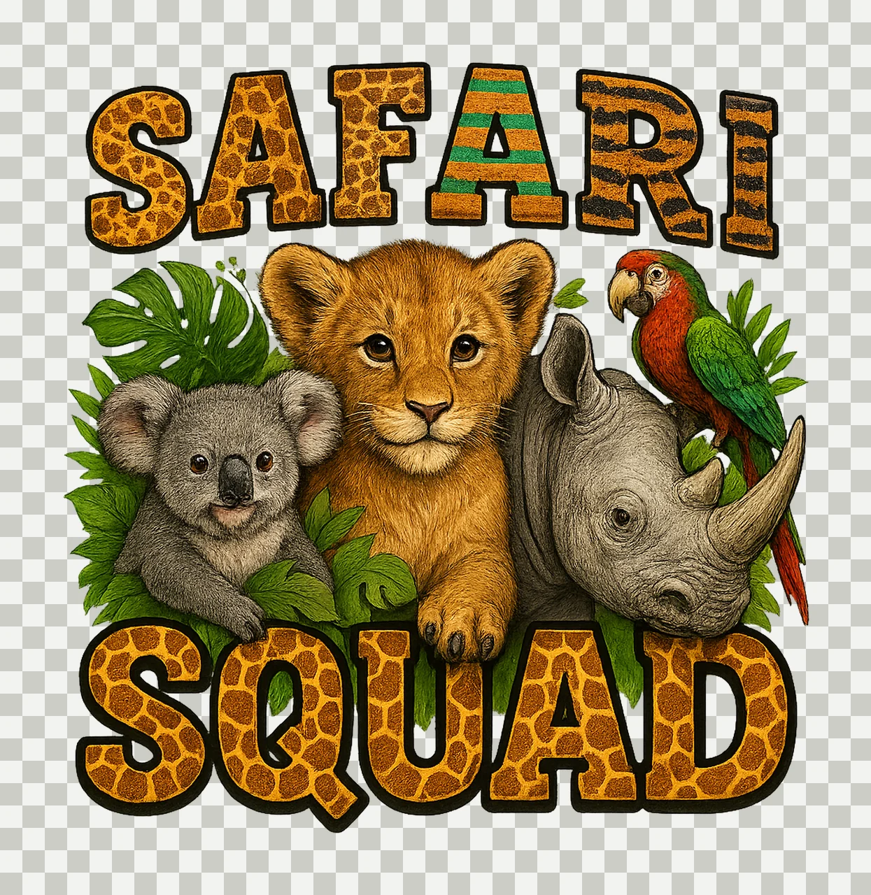 Safari Squad Zoo Crew Giraffe Animal Sublimation Kids Zoo transparency and detail preview thumbnail