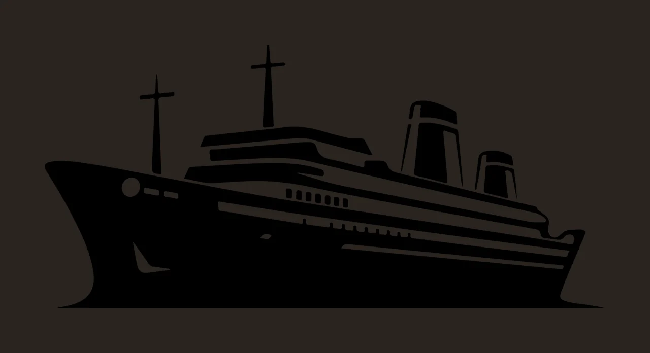 Ship Large Passenger Side Silhouette funnels masts minimalist contrast preview thumbnail