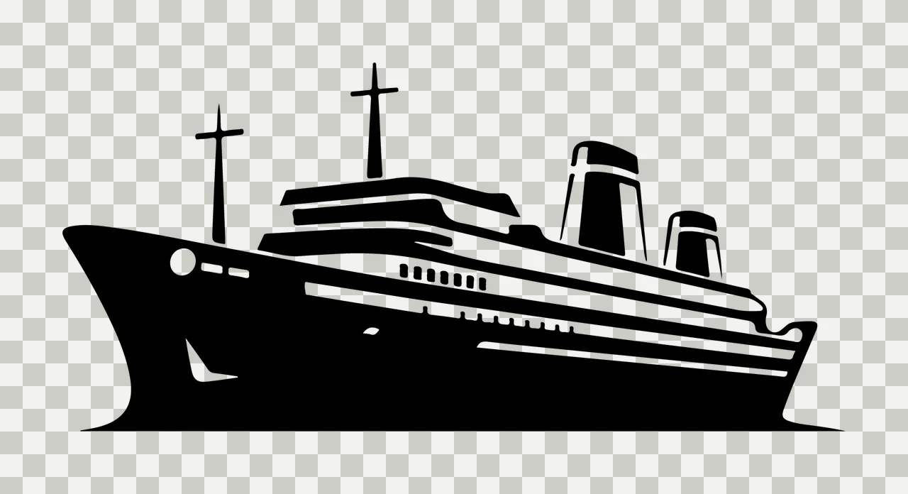 Ship Large Passenger Side Silhouette funnels masts minimalist transparency and detail preview thumbnail