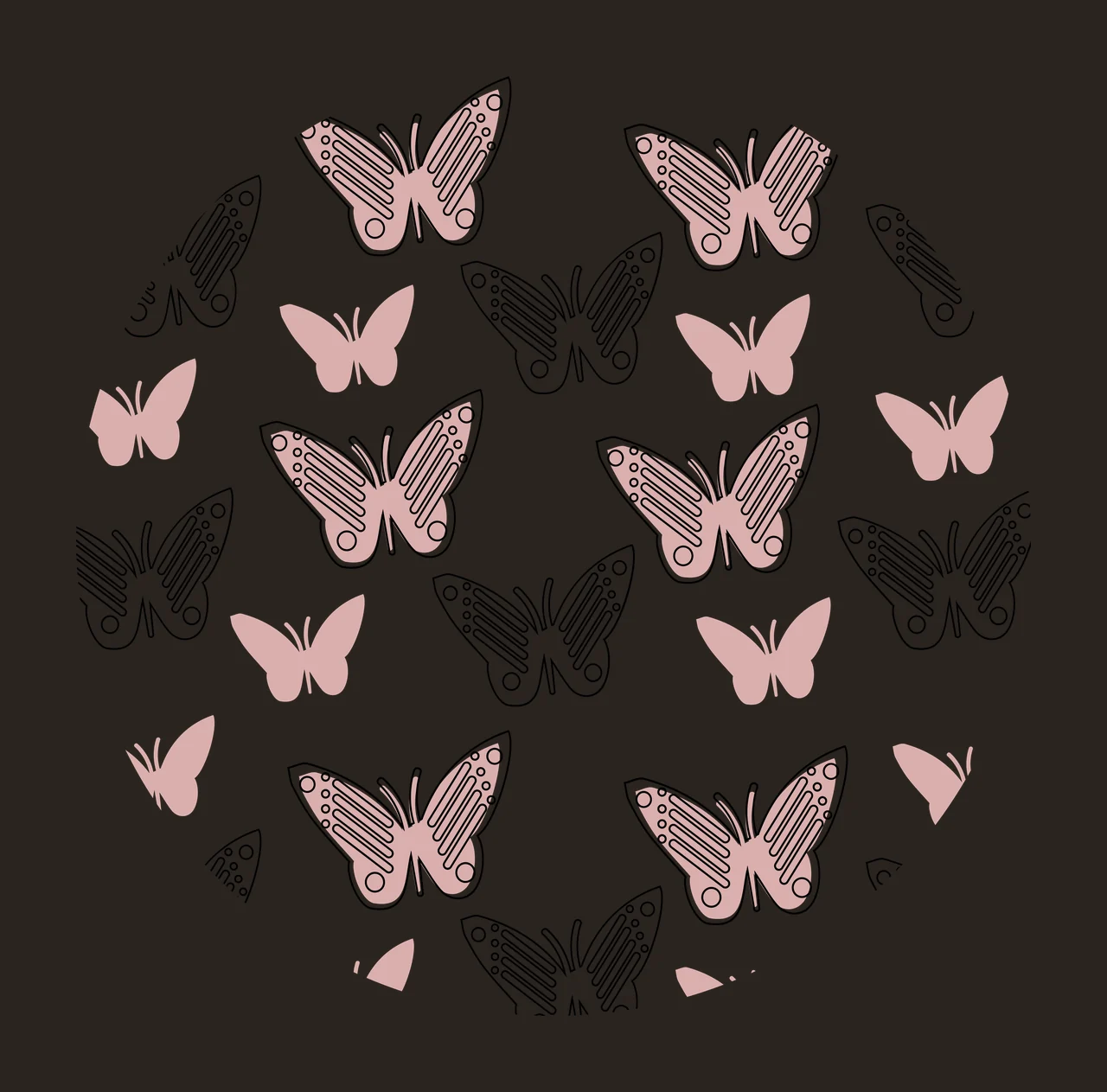 Keychain Black And White Butterfly Pattern butterflies fluttering contrast preview thumbnail