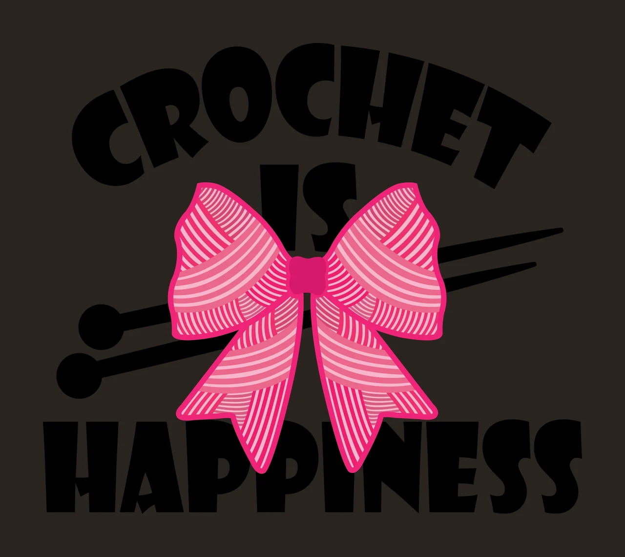 Bow Text Graphic Ribbon and needles Behind knitting silhouette contrast preview thumbnail