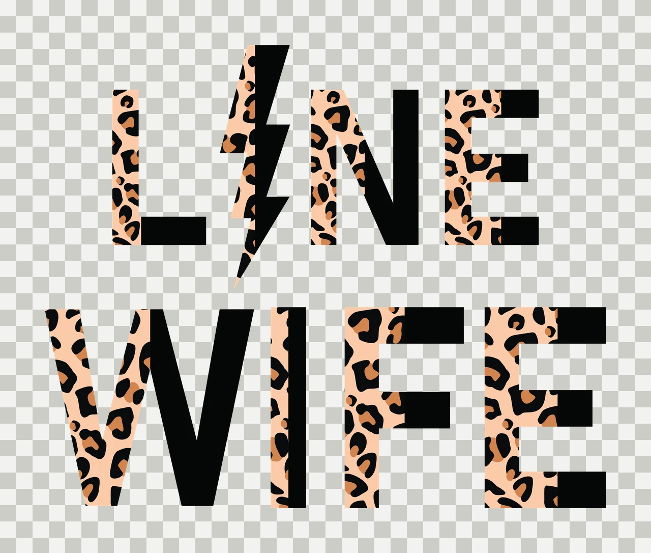Line Wife Leopard Text With Print design lightning bolt Variation transparency and detail preview thumbnail