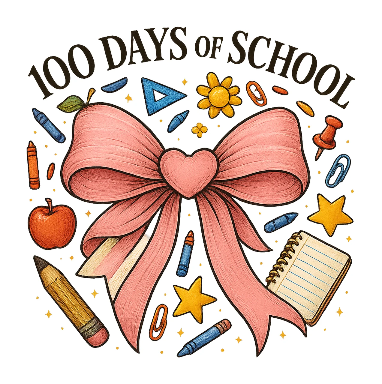 100 Days of School Coquette Teacher Shirt Design Cute Bow