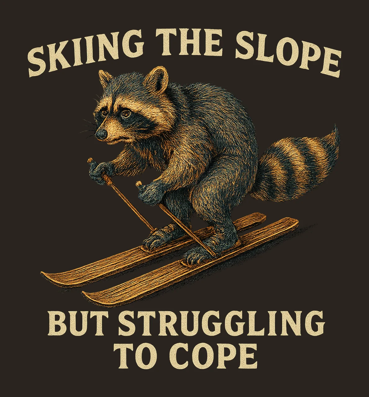 Raccoon Skiing Design Funny Winter Animal Artwork contrast preview thumbnail