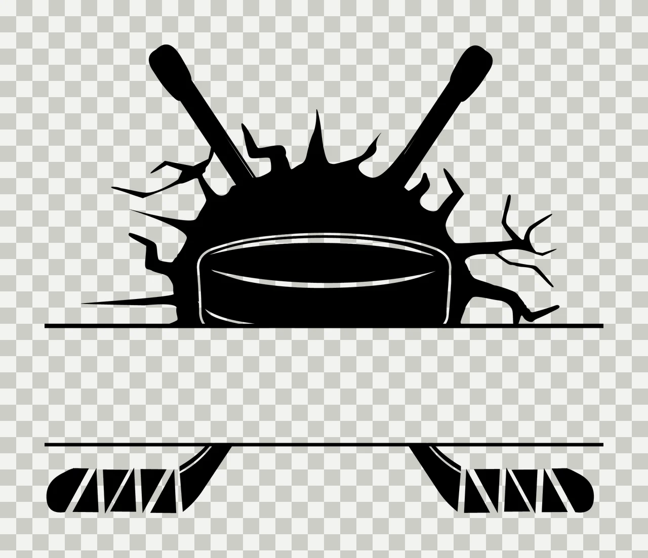 Hockey Gear With Puck And Sticks transparency and detail preview thumbnail