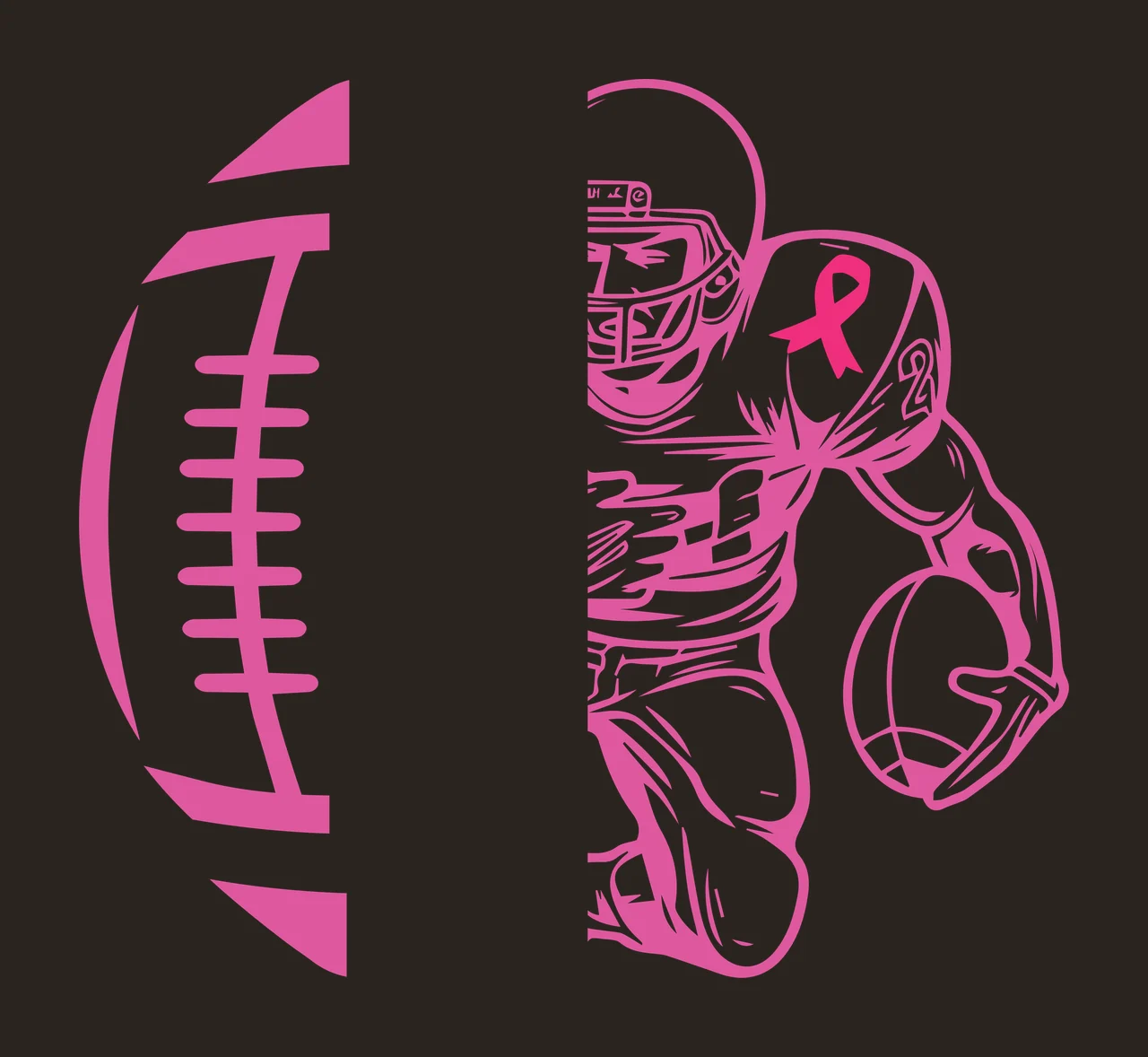 Football Player Profile And Ball halved ribbon graphic split view contrast preview thumbnail