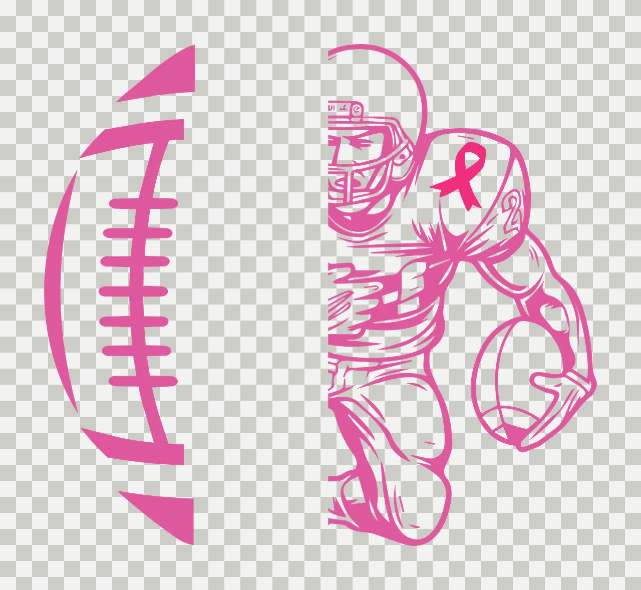 Football Player Profile And Ball halved ribbon graphic split view transparency and detail preview thumbnail