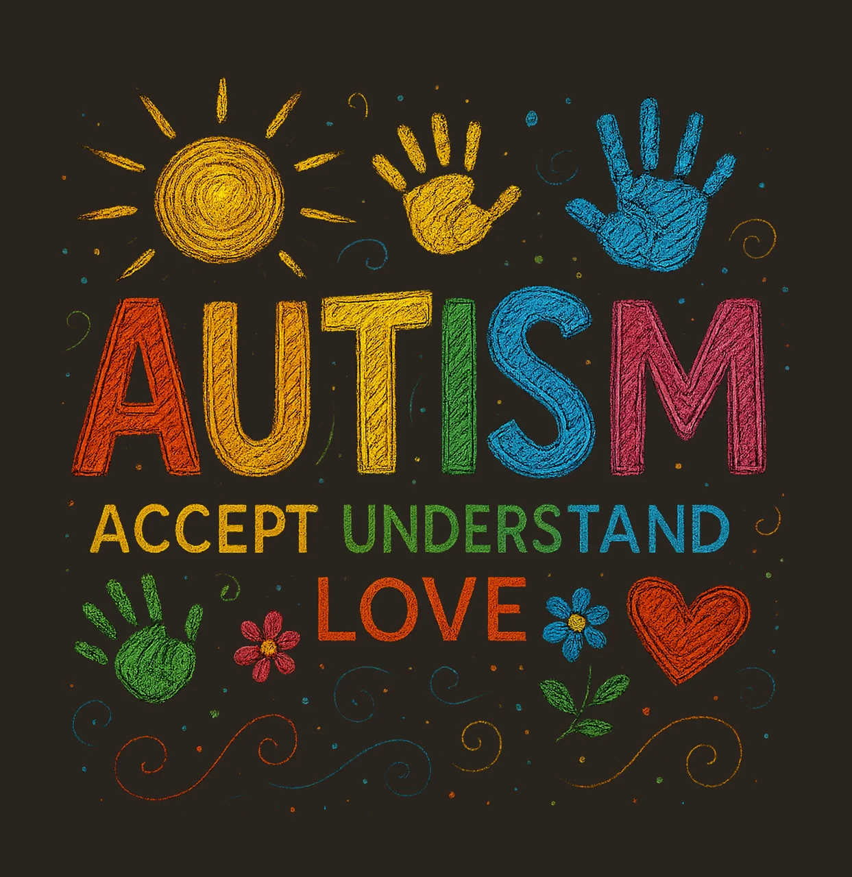 Brushstroke Autism Awareness Hand Drawn Puzzle Pieces Ribbon contrast preview thumbnail