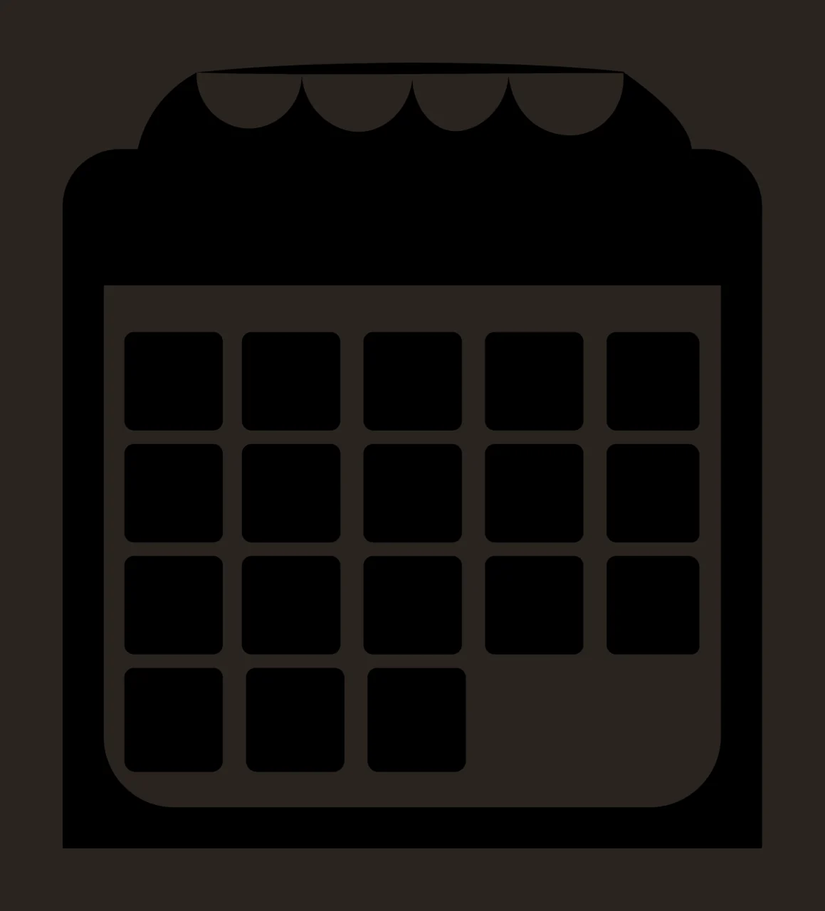 Calendar With Grid And Header In Black contrast preview thumbnail