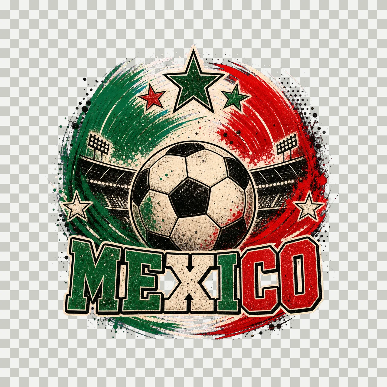 Mexico Soccer Retro Fan sublimation instant Variation A transparency and detail preview thumbnail