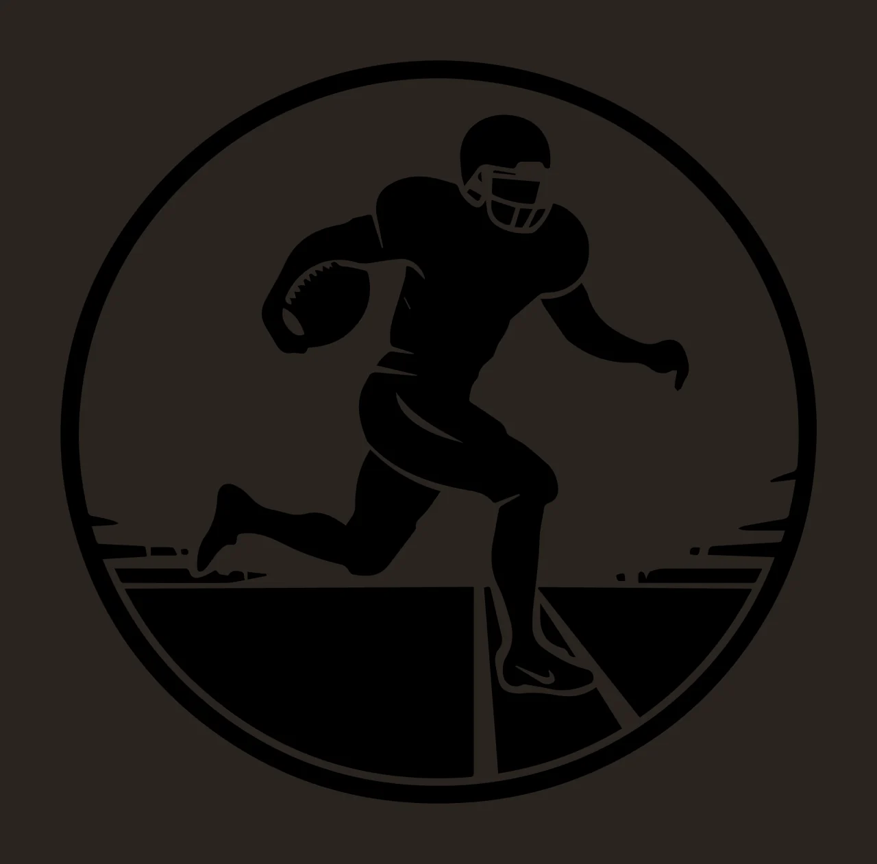 Football Player Silhouette Running With Ball In Circular circle contrast preview thumbnail