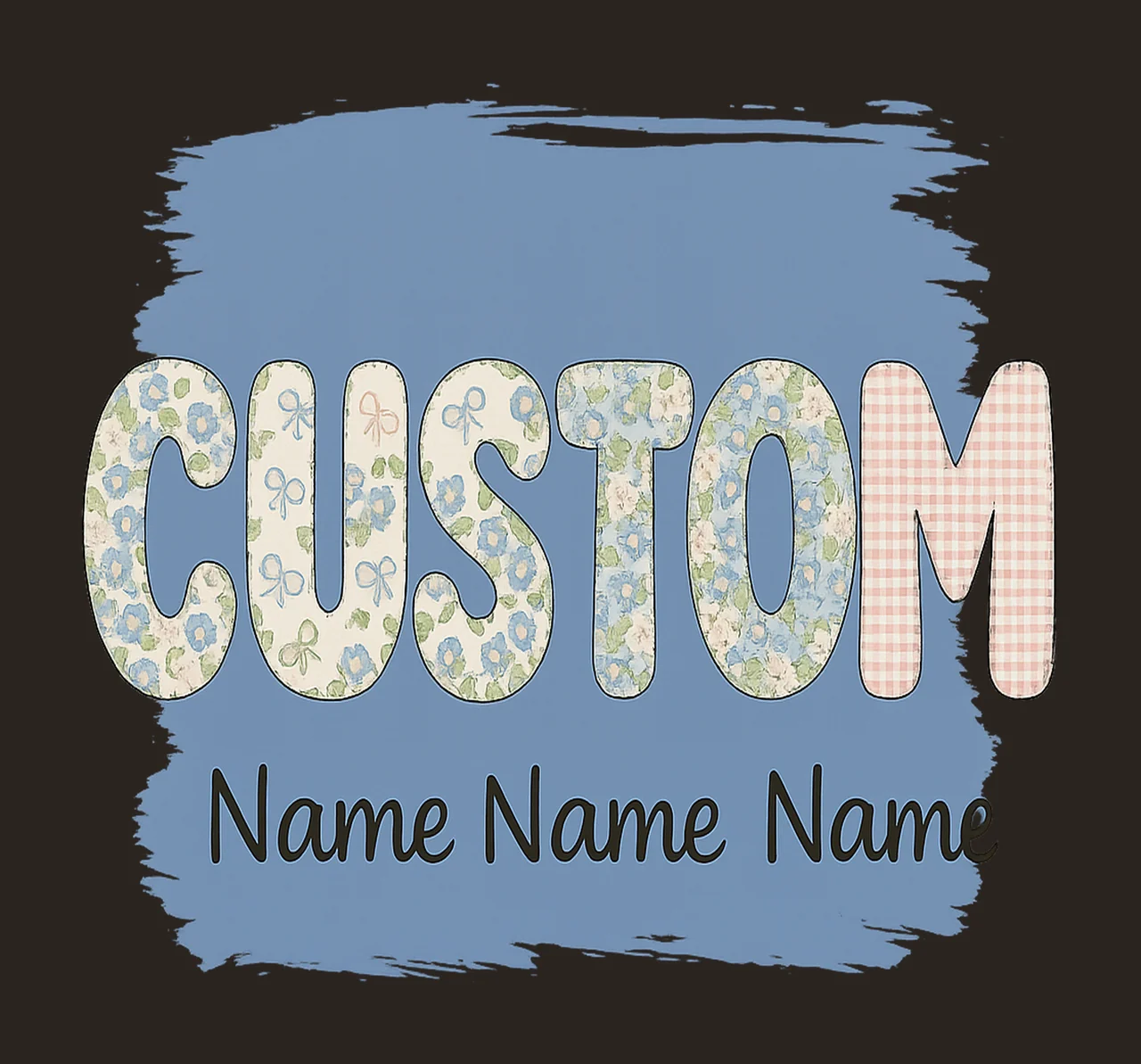 Lettering With Brush Stroke And Typography In Blue floral contrast preview thumbnail