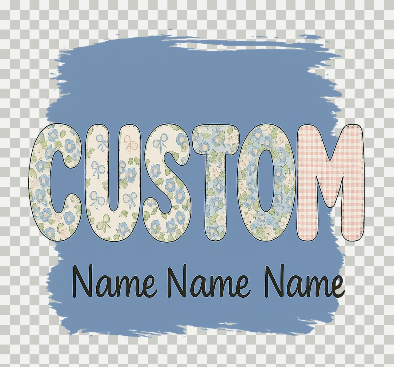 Lettering With Brush Stroke And Typography In Blue floral transparency and detail preview thumbnail