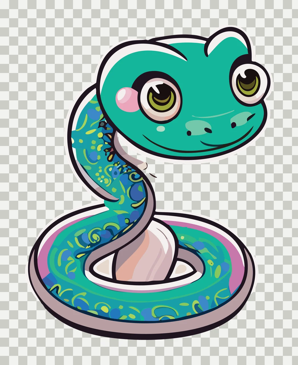Abstract Snake Silhouette Circular Scroll coiling black coil transparency and detail preview thumbnail