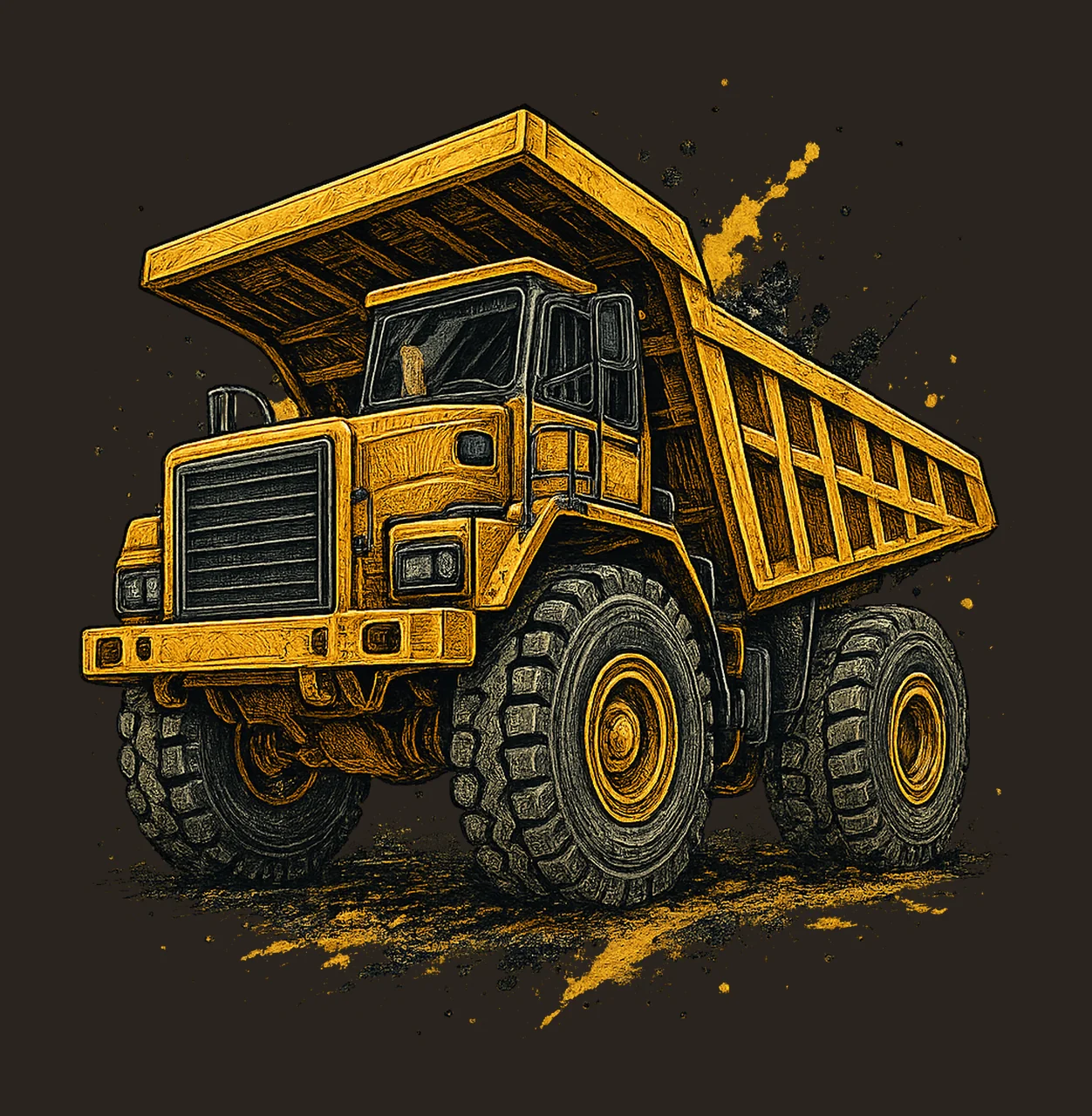 Dump Truck Watercolor Paint Splash Construction Artwork Dump contrast preview thumbnail