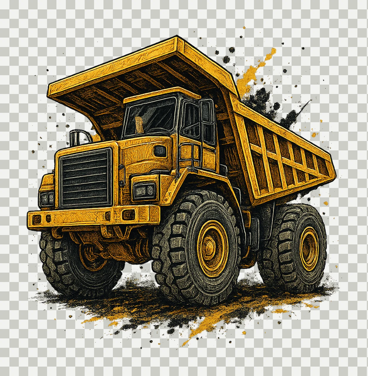 Dump Truck Watercolor Paint Splash Construction Artwork Dump transparency and detail preview thumbnail