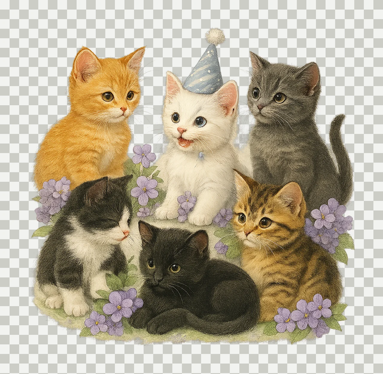 Cottagecore Cat Cute Cat Lovers Design Wildflowers Botanical transparency and detail preview thumbnail