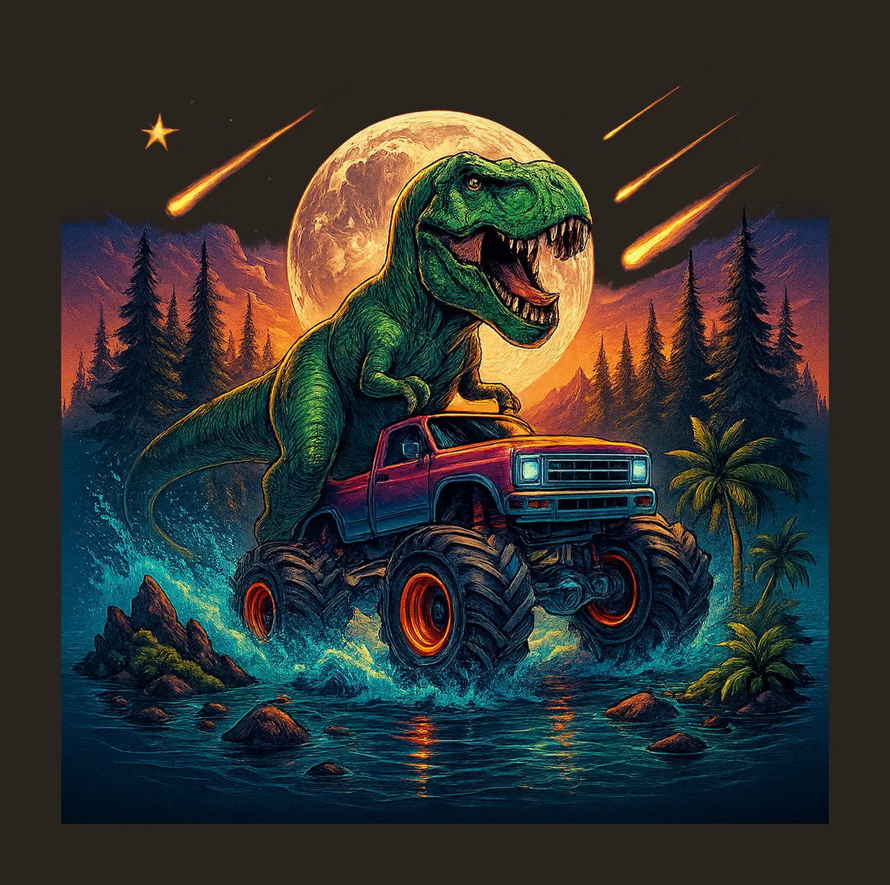 Dinosaur Big Trucks Kids Friendly Birthday Party Dinosaur contrast preview thumbnail