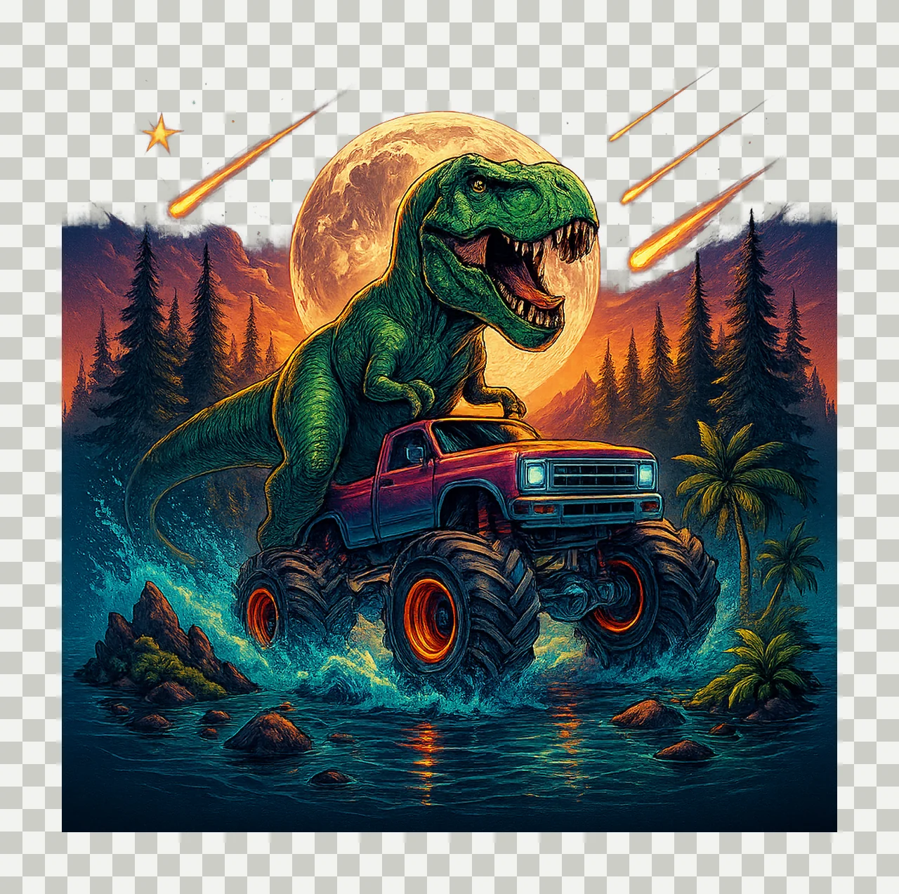 Dinosaur Big Trucks Kids Friendly Birthday Party Dinosaur transparency and detail preview thumbnail