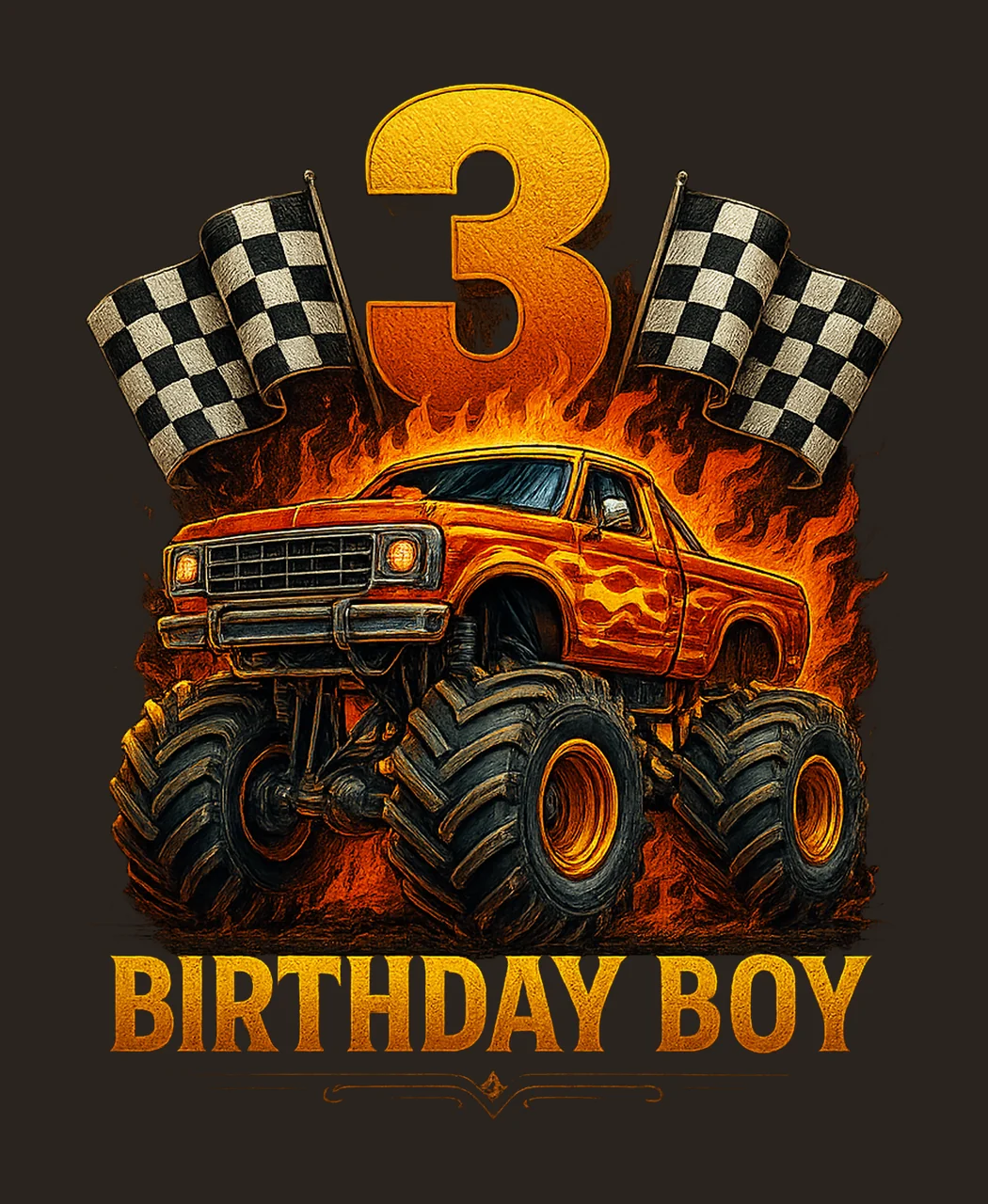Birthday Monster Truck Year Old Boys Party Variation A contrast preview thumbnail