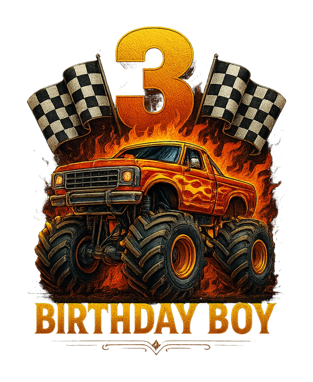 Birthday Monster Truck Year Old Boys Party Variation A