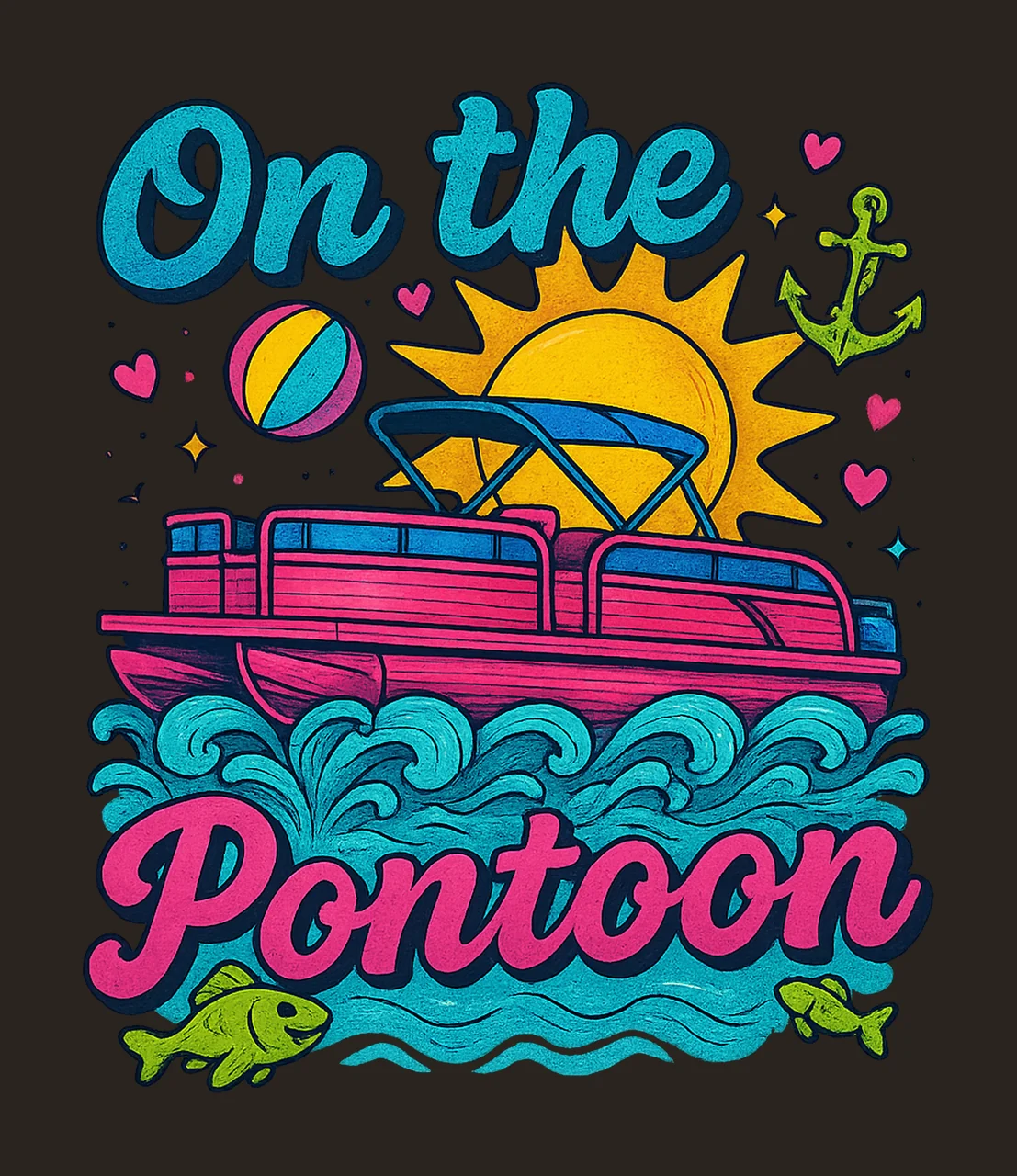 On the Pontoon Retro Boat Summer Lake River Ocean contrast preview thumbnail