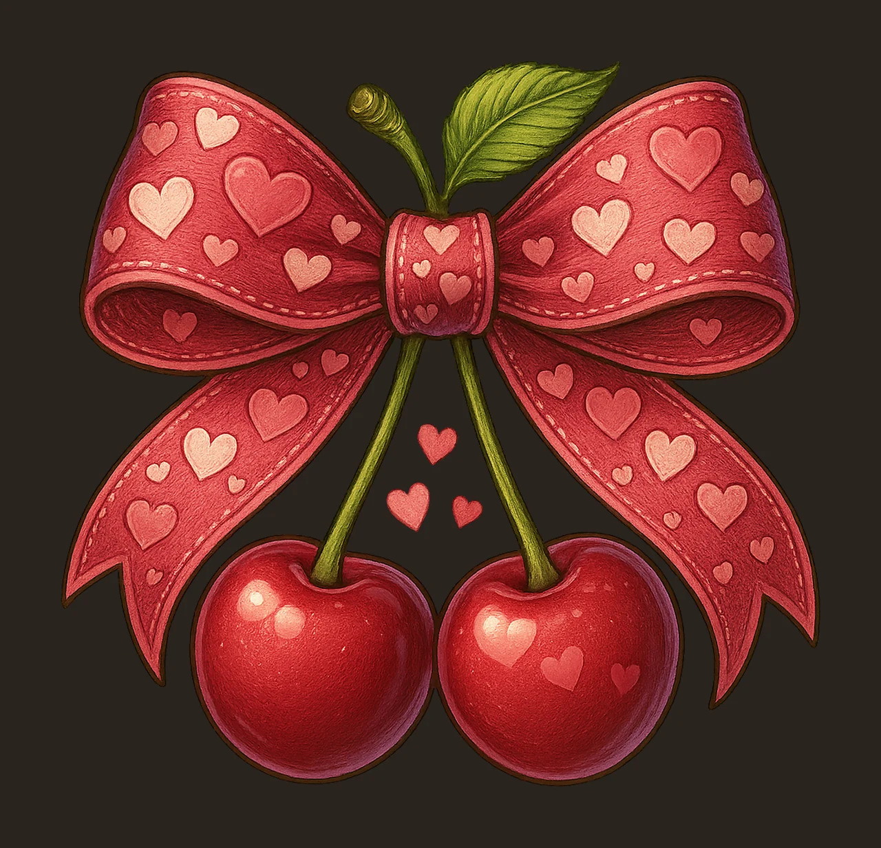 Cherry Love Pink Valentine Coquette Heart Trendy Valentines contrast preview thumbnail