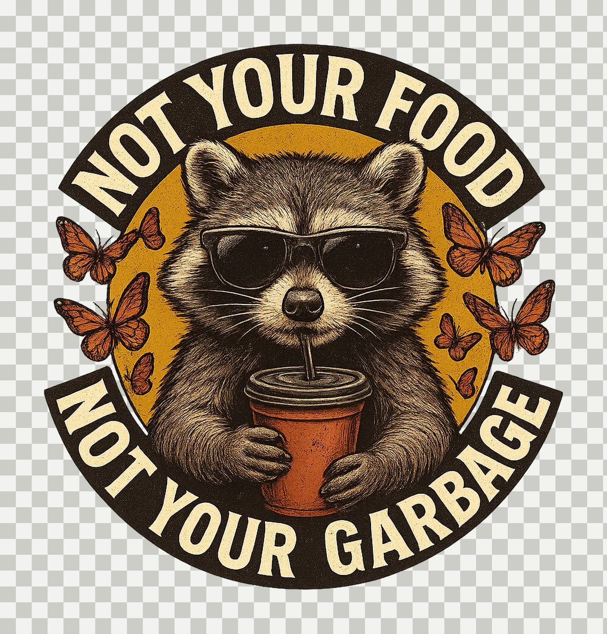 Not My Trash Not My Dumpster Raccoon Snarky Funny Design transparency and detail preview thumbnail